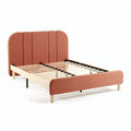 Letto matrimoniale in tessuto rosa con testiera e rete a doghe 200 x 160 x 100cm