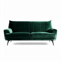 Divano in velluto verde scuro con struttura in metallo 190 x 85 x 80cm