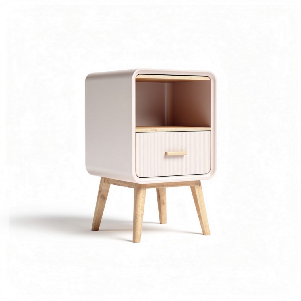 Mobiletto moderno in legno con cassetto e ripiano aperto 40 x 40 x 50cm