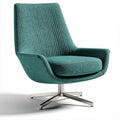 Poltrona rivestita in tessuto verde con base girevole in metallo 80 x 80 x 100cm