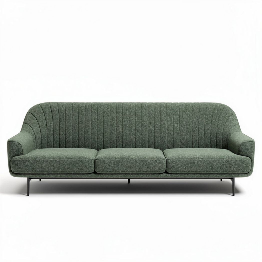 Divano in tessuto verde con struttura in metallo 200 x 85 x 75cm