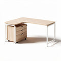 Scrivania angolare in legno con mobiletto su ruote dimensioni 120 x 70 x 75cm