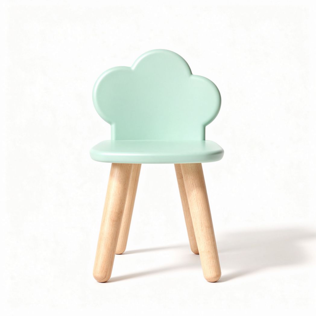 Sedia per bambini in legno naturale e plastica verde 30 x 30 x 50cm