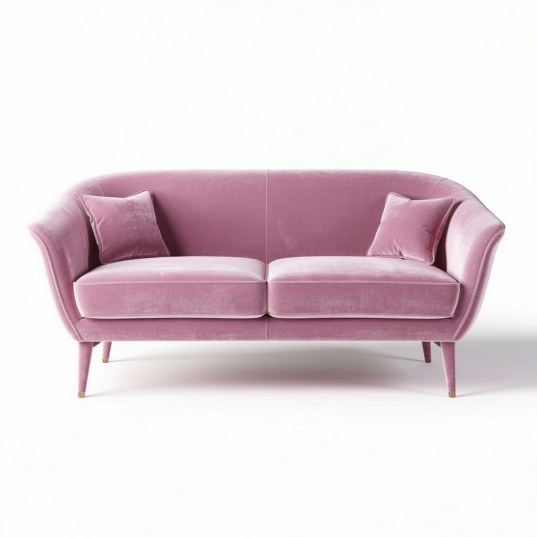 Divano in velluto rosa con cuscini inclusi dimensioni 180 x 80 x 75 cm