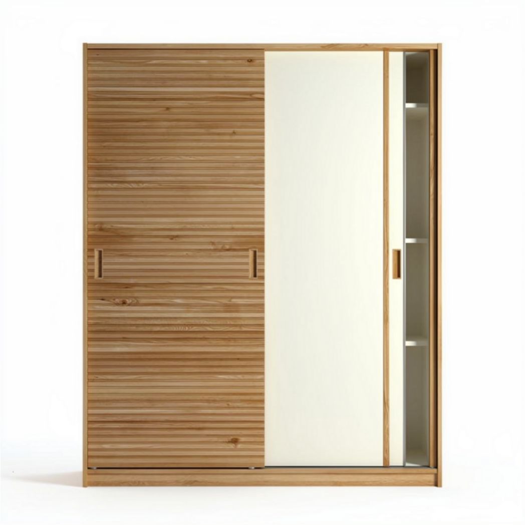 Armadio in bambù con ante scorrevoli e ripiani interni dimensioni 200 x 60 x 210cm