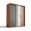 Armadio moderno in legno con ante scorrevoli grigie e bianche 180 x 200 x 60cm