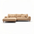 Divano angolare in tessuto beige con struttura in legno 230 x 100 x 85cm