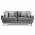 Divano grigio con cuscini decorativi in tessuto dimensioni 200 x 90 x 85cm