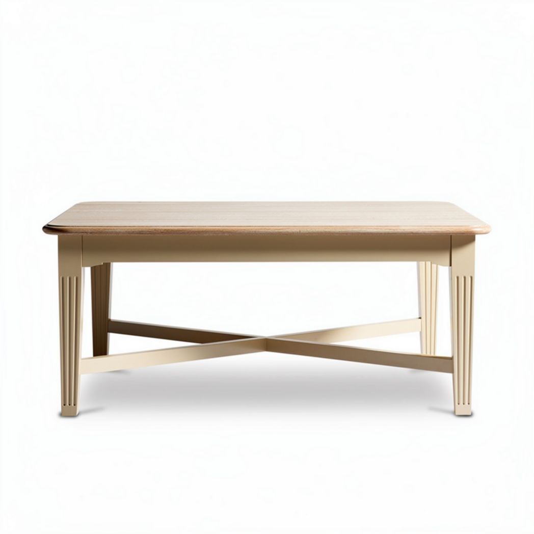 Tavolino da caffè in legno colore beige 120 x 60 x 45cm con gambe incrociate