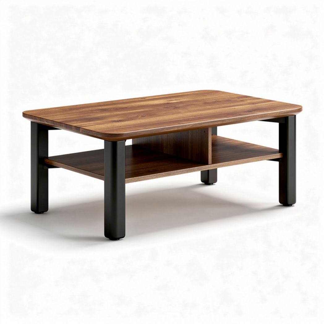 Tavolino da caffè in legno con ripiano inferiore 120 x 60 x 45cm colore noce